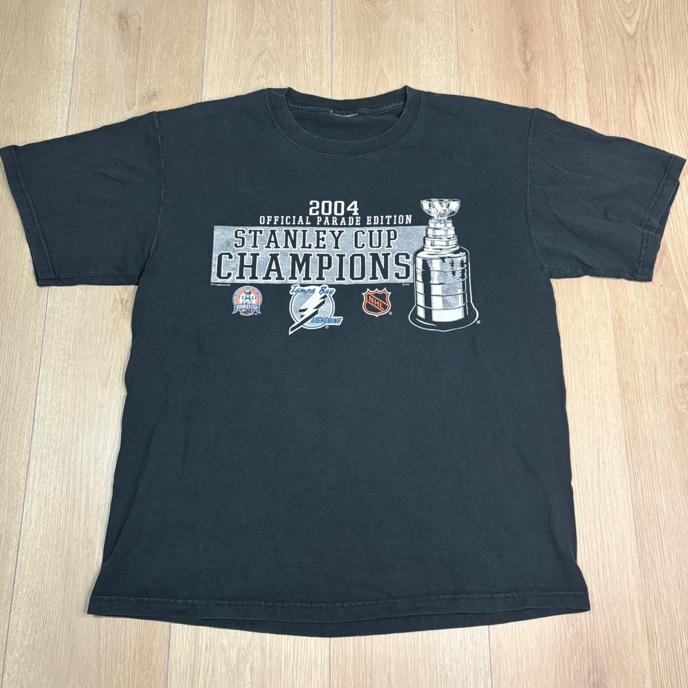 Vintage 2004 Tampa Bay Lightning Stanley Cup Champions Parade T-Shirt Black XL